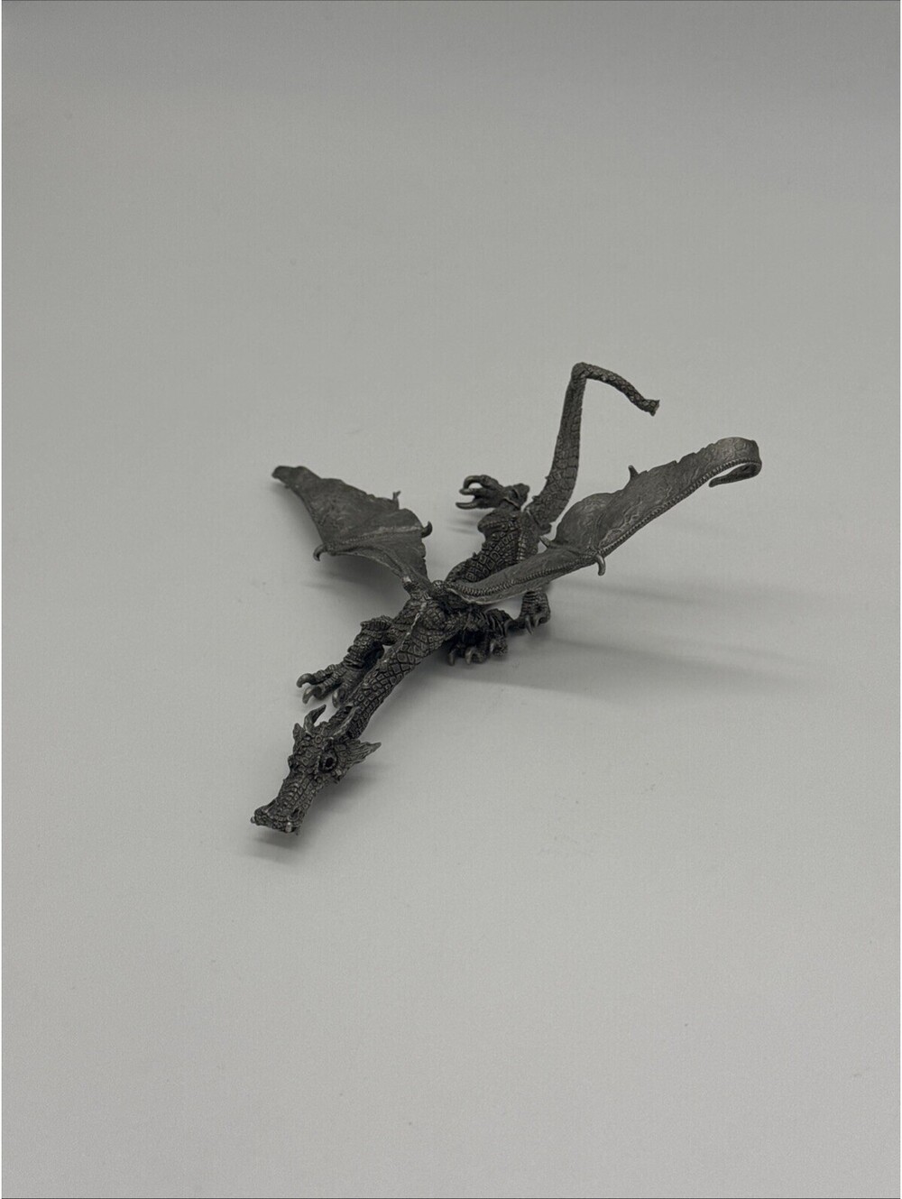 Rawcliffe Fantasy Pewter Stalking Winged Dragon W/ Red Crystal Eyes 6" Flawed